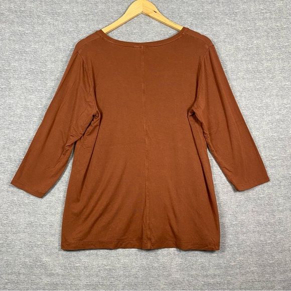 Cato Est 1946 Womens Rust Colored Long Sleeve Crew Neck Blouse Size 14/16W - Picture 2 of 9
